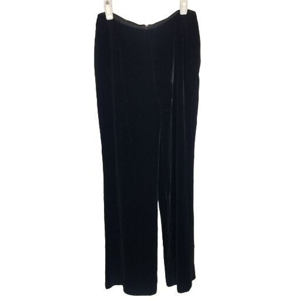 Lafayette 148 Womens Black Velvet Wide Leg Pants 4 Silk Blend Mid Rise Classic
